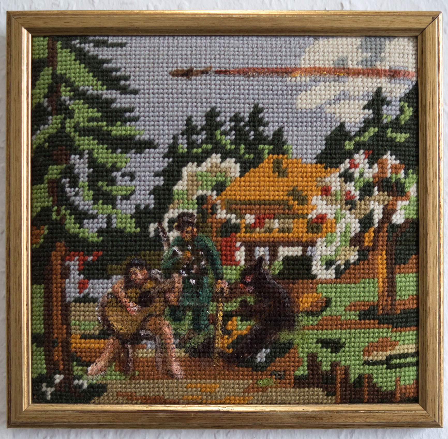 Someone said you are a Nazi oil on Gobelin Picture 10 x 10 cm 2019